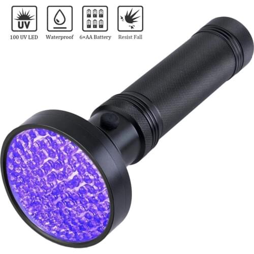 High quality UV Light 51 100 LED Q5 LED UV Light Zoom Flashlight torch light lamp safety UV Ultraviolet detection AA battery A1
