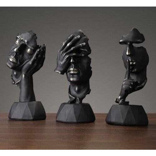 XXXL Silence Is Gold Statue Resin Abstract Nordic Sculpture Figurine Home Decoration Modern Art Office TV Desk Housewarming Gift