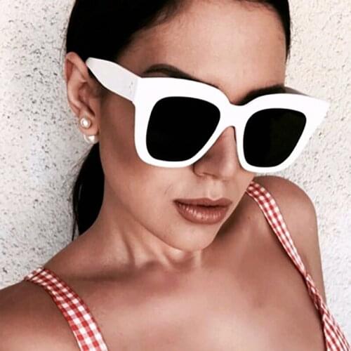 Kim Kardashian Luxury Rectangle sunglasses women brand designer retro cat eye sun glasses Female Eyewear UV400 oculos