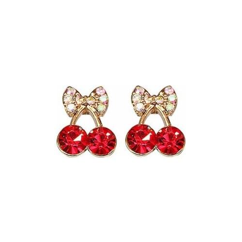 Hot red Cherry earrings eardrop Sweet fruit fresh cherry eardrop female fashion youth beautiful girl stud earrings for women