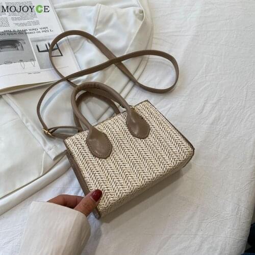 Women Underarm Bags Ladies Handbags Soft PU Leather Straw Woven Patchwork Designs Fashion Designed Girls Small Shoulder Bag