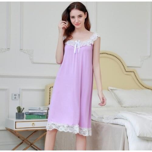 Summer Ladies Sleeveless Modale Cotton Korean Version Long Sleeveless Vest Nightgown Lace Princess Sleepwear Home Wear Пижама