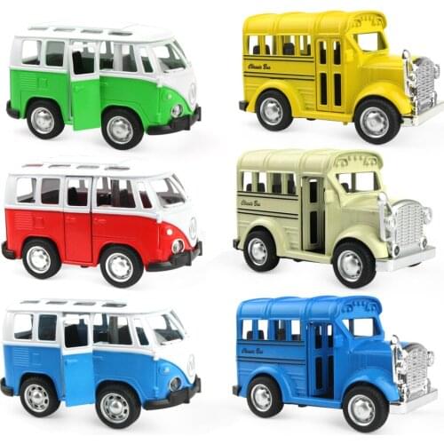 1:36 Pull Back Diecast Metal Car with Light Opened Door School Bus Vehicle Model Alloy Car Toys for Children Boy Birthday Gifts