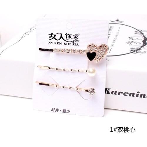 1pack/3pcs Korean Hairpins Women Girls Crystal Rhinestone Hair Clip Barrette Hairpin Hairband Clamp Barrettes Hair Accessories