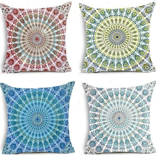 4Pcs Mandala Pattern Cushion Cover Bohemia Throw Pillow Decorative Pillowcase Retro Sofa Pillow Case 45X45cm