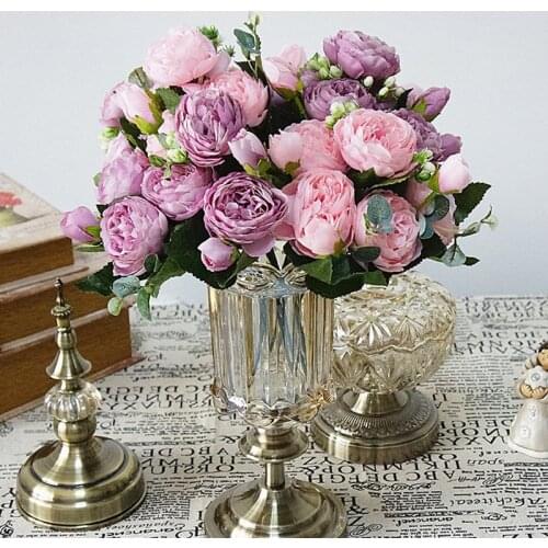 5 Heads Artificial Fake Roses Silk Flower Wedding Décor