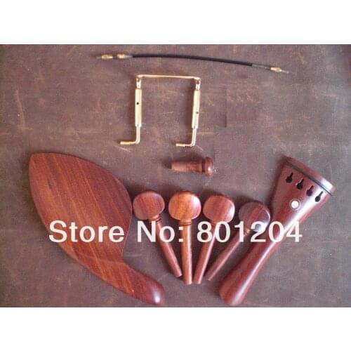 5 Sets ROSEWOOD Violin Fitting with GOLD chin rest screw and Tail Gut