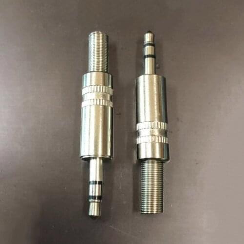 5 pcs 3.5mm 3-Pole Stereo Metal Plug Connector 3.5 Plug & Jack Adapter With Soldering Wire Terminals 3.5mm Stereo Plug