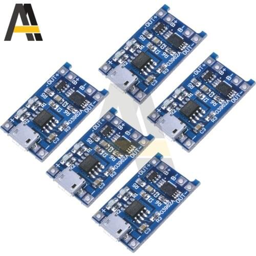 5pcs/lot Micro USB 18650 TC4056A TC4056 TP4056 5V 1A Lithium Battery Charger Module Charging Board With Protection Functions