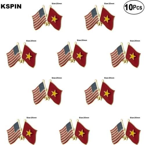 U.S.A.& Vietnam Lapel Pin Flag badge Brooch Pins Badges 10Pcs a Lot