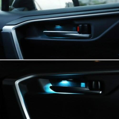 Door Bowl Atmosphere Light For Toyota RAV4 2020 Interior LED Blue Decoration Door Bowl Handle Frame Light For Toyota RAV4 2020