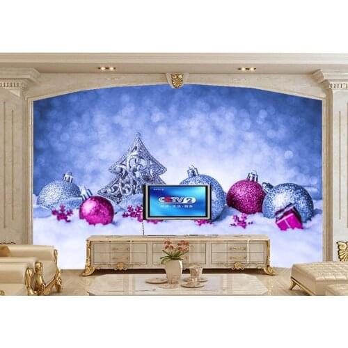 Custom mural,Holidays Christmas Snow Balls Christmas tree wallpaper,restaurant bar living room tv wall bedroom 3d wallpaper