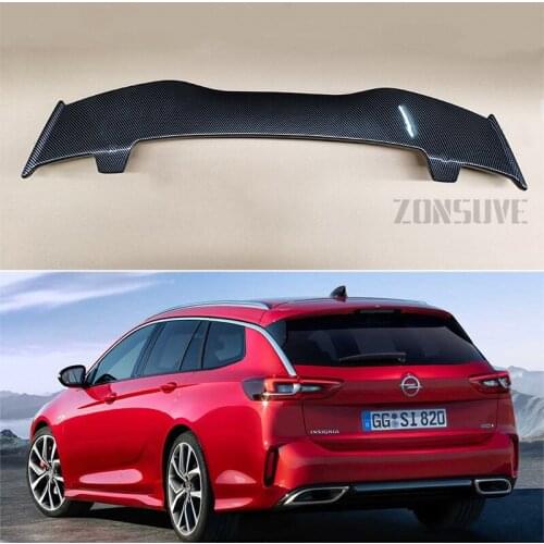 Use For Opel Insignia 2020 Spoiler ABS Plastic Carbon Fiber Look Hatchback Roof Rear Wing Body Kit Accessories