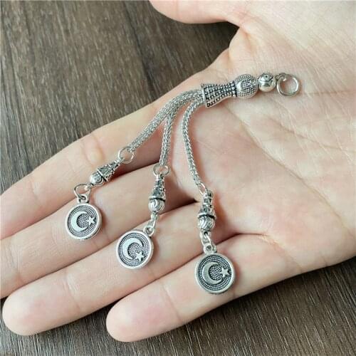 JunKang Metal Alloy Pakistan Turkey Azerbaijan Moon Star Pendant DIY 33 Meditation Rosary Prayer Beads Making Accessories
