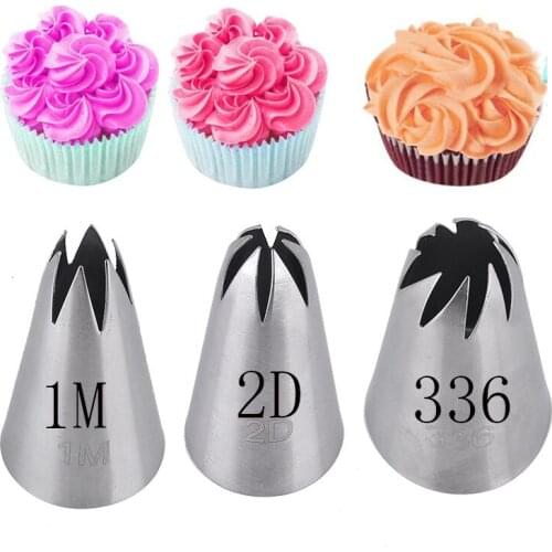 3pcs/set Rose Pastry Nozzles Cake Decorating Tools Flower Icing Piping Nozzle Cream Cupcake Tips Baking Accessories #1M 2D 336