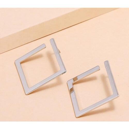 1 Pair Exaggerated Square Women Earrings Alloy Geometrical Opening Stud Earrings Fashion Jewelry