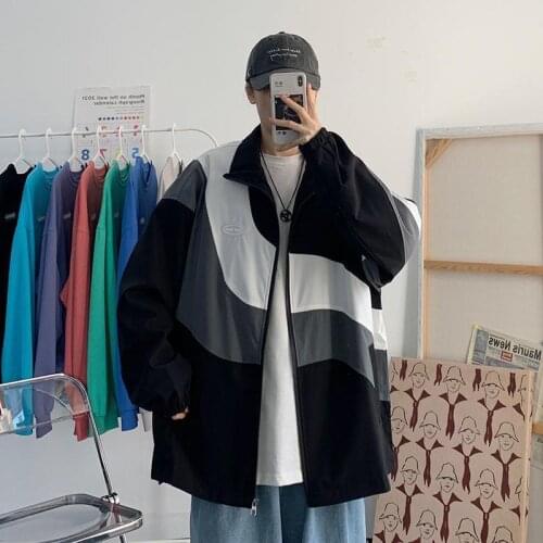 Jacket mens spring and autumn loose handsome sports jacket men and women couples trend color windbreaker