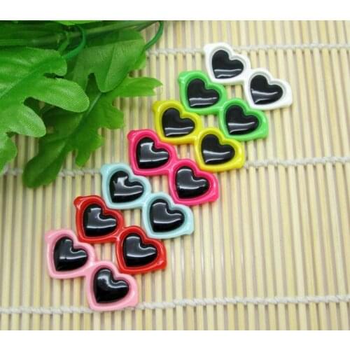 LF 30Pcs Mixed Heart Glasses Resin Decoration Flatback Cabochon Embellishment For Crafts Scrapbooking Diy Accessories