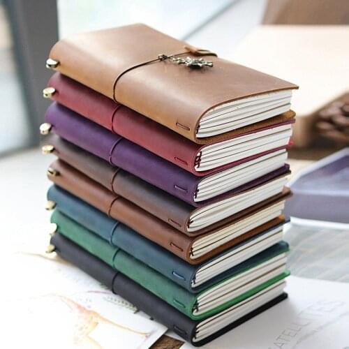 Hot-selling 100% Genuine Leather Notebook Handmade Retro Cowhide Diary Hand Ledger Sketch Book Planner Tn Travel Notebook Cover