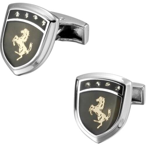 Hot selling high quality brass shield crystal wedding gift horse Cufflinks brand mens shirt cuff Cufflinks
