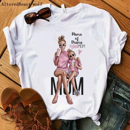 Fashion MOM T-Shirt 2020 Women Summer Casual Mama Tops Ladies Short Sleeve Harajuku Printed White Clothes Female Tee Shirt Tops