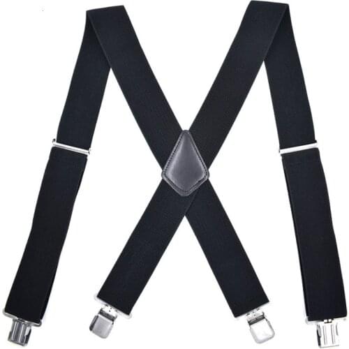 OLOME Vintage 5x120cm Mens Adjustable Suspenders Male Black 4Clip Braces Straps Suspender Trouser