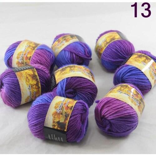 New Sale 8SkeinsX50g Womens Knit Scarves Shawls Rainbows Wool Crocheting Yarn Blue lilac Pale Pink 813