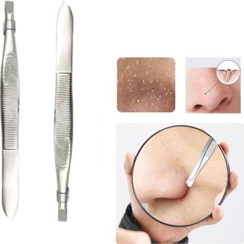 New Blackhead Remover Tweezer Acne Blackheads Extractor Pimple Nose Blackhead Flat Stainless Steel Pores Removal Skin Care Tool