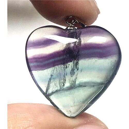 Genuine Natural Rainbow Fluorite Heart Necklace Pendant For Woman Lady Man Crystal 22x8mm Beads Gemstone Fashion Jewelry AAAAA