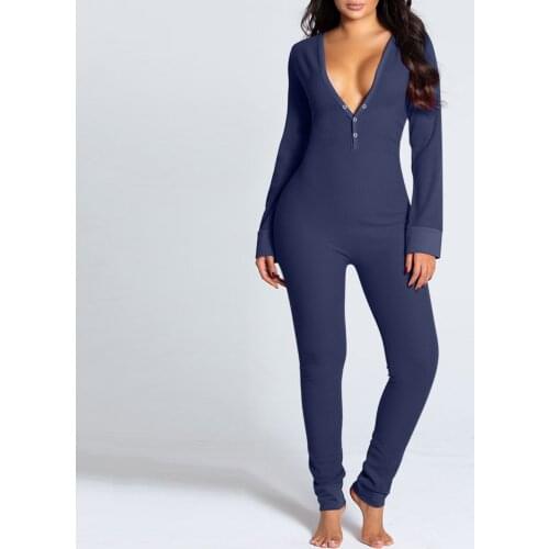 Sexy Pajama Woman Set Button-down Front Functional Buttoned Flap Adults Jumpsuit pajamas for women Loungewear pidzama damska