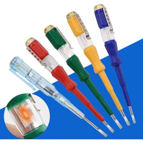 Portable LED Voltage 100-500V Test Pen Tester Flat Screwdriver Socket Detector Screw Driver Repair Electrician Tools