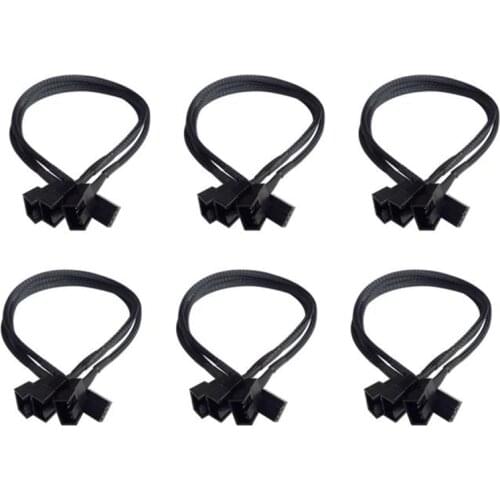 PWM Fan Splitter Adapter Cable Sleeved Braided Y Splitter Computer 4 Pin Fan Extension Power Cable 1 To 3 Converter