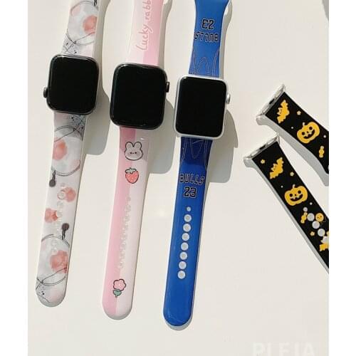 Funny Pumpkin lantern WatchBand For Apple Watch 42mm 40mm 38mm 44mm For IWatch Series 6 5 4 3 2 1 Cute Watch Strap Bracelet