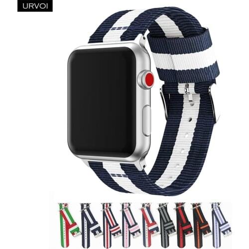 URVOI NATO band for apple watch Series 6 SE 5 4 3 21 nylon woven strap for iwatch classic style pattern with adapters 38 42mm