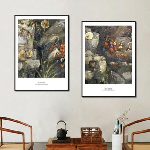 Nordic Old-Fashioned Retro Posters Corner Wildflowers Art Canvas Painting Home Decoration Living Room Abstract Printing Pictures