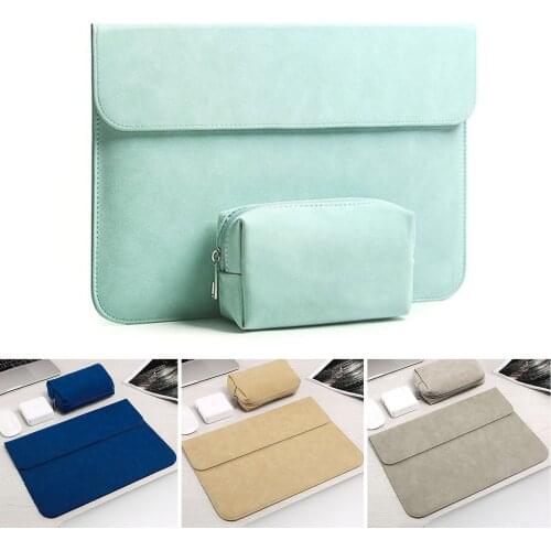 Elisona PU Leather Laptop Sleeve Bag with Charger Pouch Case for Samsung Huawei Xiaomi HP Acer Lenovo Dell Sony 15inch Laptop