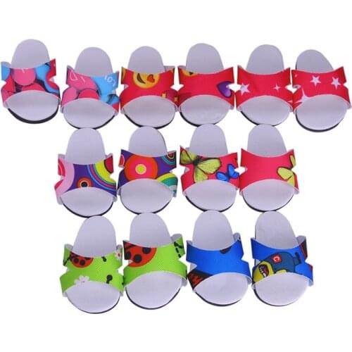 New Pattern Fashion Printed Slippers Fit 18 Inch American & 43 Cm Baby New Born Doll Accessories Generation Girls Toy