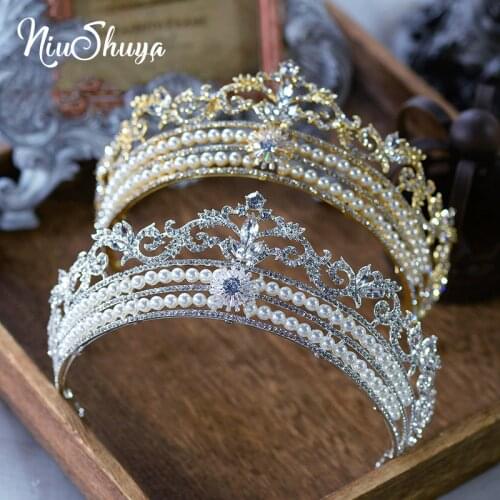NiuShuya Tiaras and Crowns Hairband Large Crown Wedding Hair Accessories for Women Queen Hairwear Baroque Style Hair Jewelry