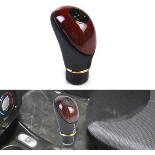 CITALL 1Pc Universal Car Auto 5 Speed Gear Shift Knob Wood Grain Leather MT Gear Shift Lever for Hyundai BMW Nissan VW