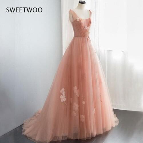 Evening Dress New 2021 Appliques Flowers Short Train Beautiful Formal Dresses Off The Shoulder Long Party Gown