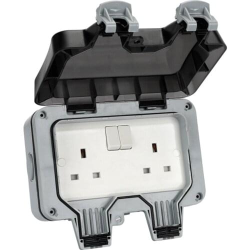 IP66 Waterproof Socket British 13A Outdoor Wall Switch Socket UK Plug Weatherproof Double Outlets 220V Switch Sockets Household