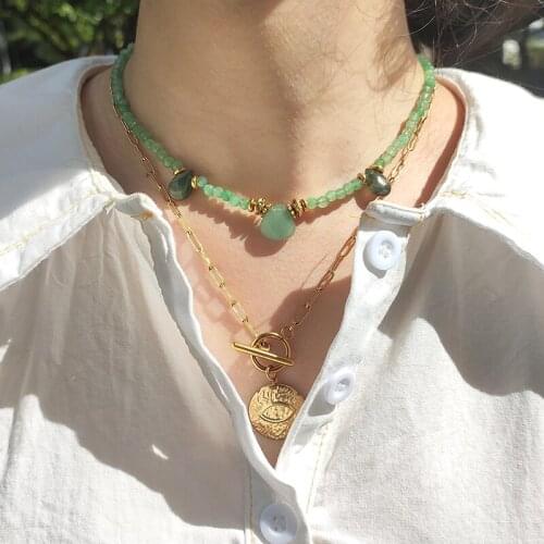 2021 Winter New Faced Stone Beaded Necklace For Men Women Retro Ethnic Jewelry Halloween Gift For Friend Collier чокер из бисера