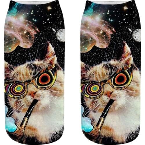 Winter Cotton Christmas Socks Wonen Lovely Cat printed Cartoon Funny Korean Ankle Invisibles Socks Chaussette Femme ez