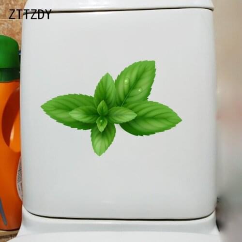 ZTTZDY 24.8×16.7CM Mint Leaf Cartoon Wall Decoration Sticker Creative Bathroom Toilet Accessories T6-0226