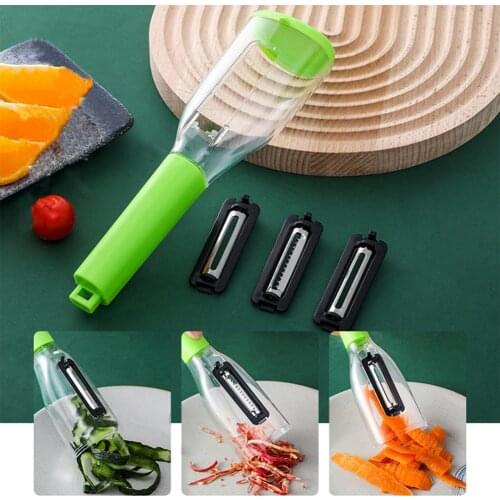 1Pcs 3 In 1 Vegetable Peeler - Citrus Fruit Peeler Storage Type Planer Scraper With Storage Box Container