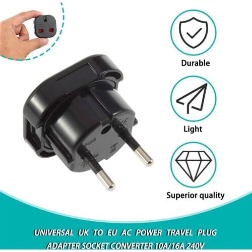1pc Portable Universal UK to EU Plug Converter 10A/16A 240V Power Adapter Charger Euro Travel Adapter EU Plug Adapter
