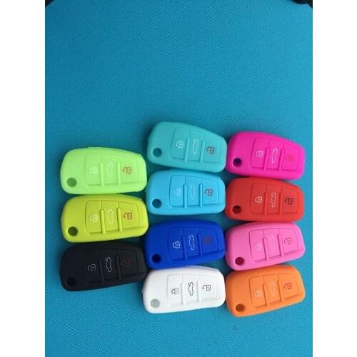 10Pcs/Lot Silicone Car Key Case Cover Skin For Audi A3 A4 Cabriole A6 TT Allroad Q3 Q7 R8 S6 SQ5 RS4 Remote Fob 3 Buttons Flip