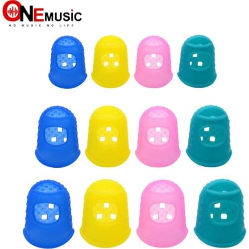 10Pcs Fingertip Protector Fingerstall Silicone Guitar String Finger Guard Left Hand Against the Press Sore Finger Ballad Guitar
