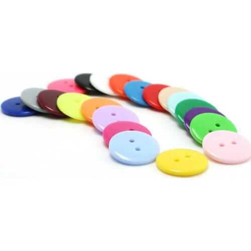 100pcs 9-25MM High Quality Round Flatback 2 Holes Solid Color Resin Buttons Sewing On Shirt Eco-Friendly Dyed Plastic Buttons