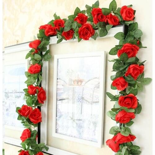 16 silk peony rose green vine leaves, green leaves DIY bridal silk family wedding decoration fake leaves Diy hanging wreath arti